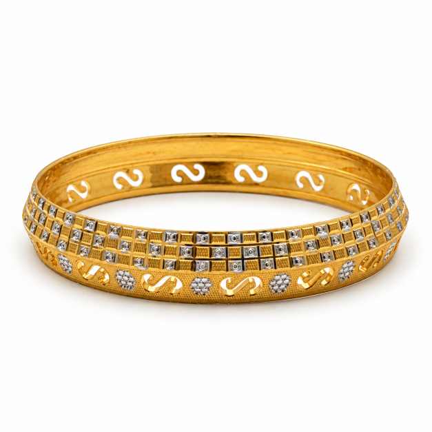Silver Bangles Copper S-Motif Textured Designer Bracelet - CBR60080 detail view