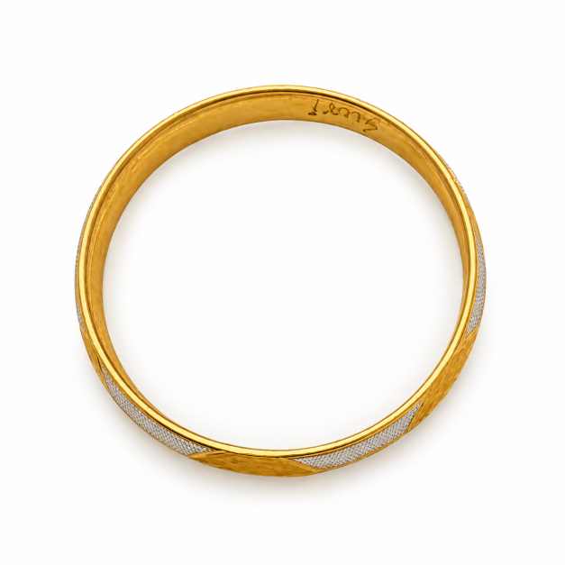 Gold Bangles Geometric Two-Tone Textured Copper Bracelet - CBR60078 front view