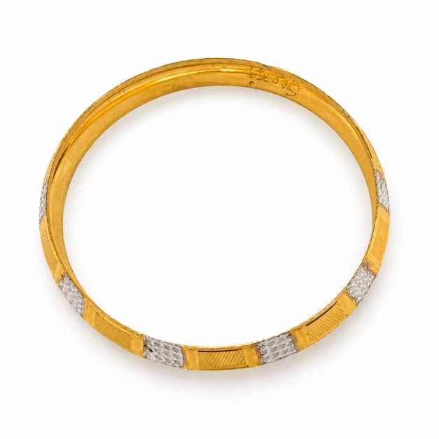 Gold Bangles Copper Geometric Textured Bracelet - CBR60082 front view