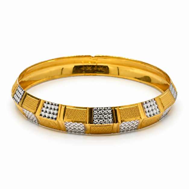 Gold Bangles Copper Geometric Textured Bracelet - CBR60082 detail view