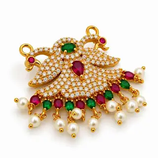 Silver Pendants Copper Pendant With Multicolour Stone & Pearl Detailing - CPS10171