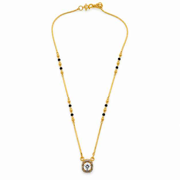 Silver Copper Ghantan Necklace With Black Bead Detailing - CGA61444 front view