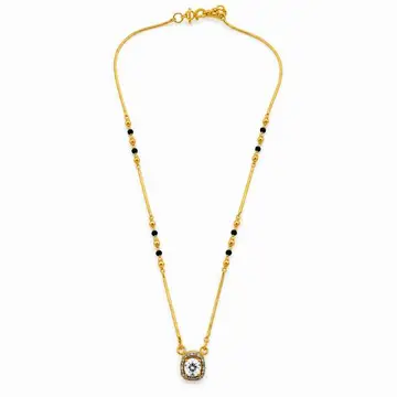 Gold Ghantan Necklace With Black Bead Detailing - Cga61444