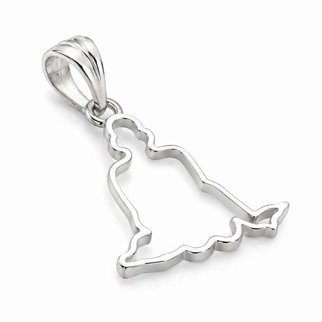 Silver Pendants Meditating Figure Openwork Pendant - APE60990 front view