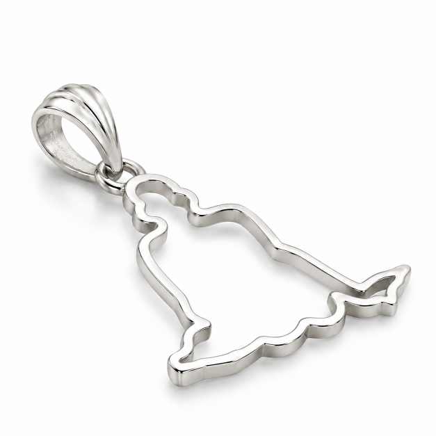 Silver Pendants Meditating Figure Openwork Pendant - APE60990 close-up view
