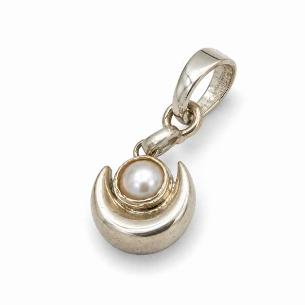 Silver Pendants Crescent Motif Round-Centre Gold-Tone Pendant - APE10734 side view