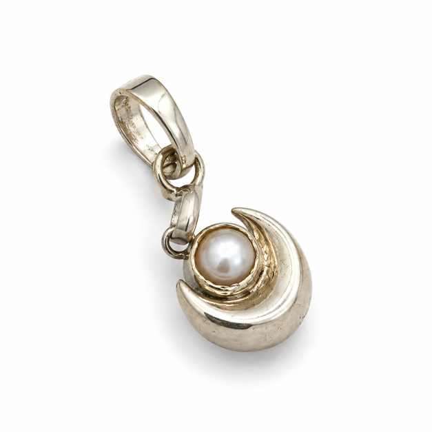 Silver Pendants Crescent Motif Round-Centre Gold-Tone Pendant - APE10734 detail view
