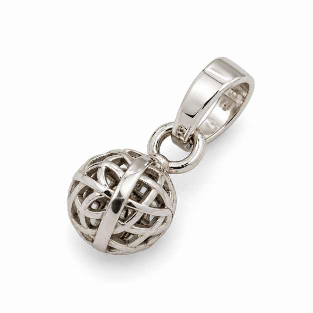 Silver Pendants Openwork Spherical Silver-Tone Pendant - APE60582