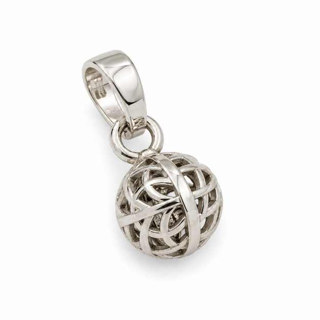 Silver Pendants Openwork Spherical Silver-Tone Pendant - APE60582 detail view