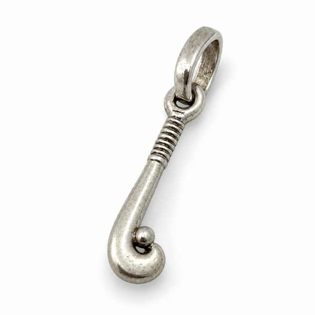 Silver Pendants Hook Motif Ribbed Silver-Tone Pendant - APE60488