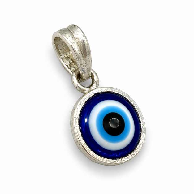 Silver Pendants Blue Evil Eye Round Silver-Tone Pendant - APE61009 detail view