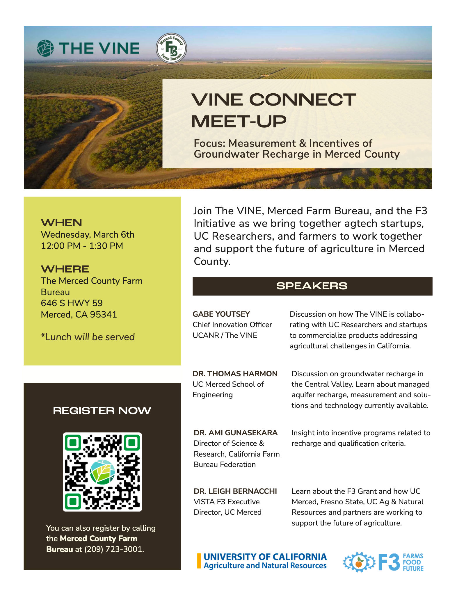 Promotional flyer for merced college's agtechx ed event focusing on the future of agriculture and technology.