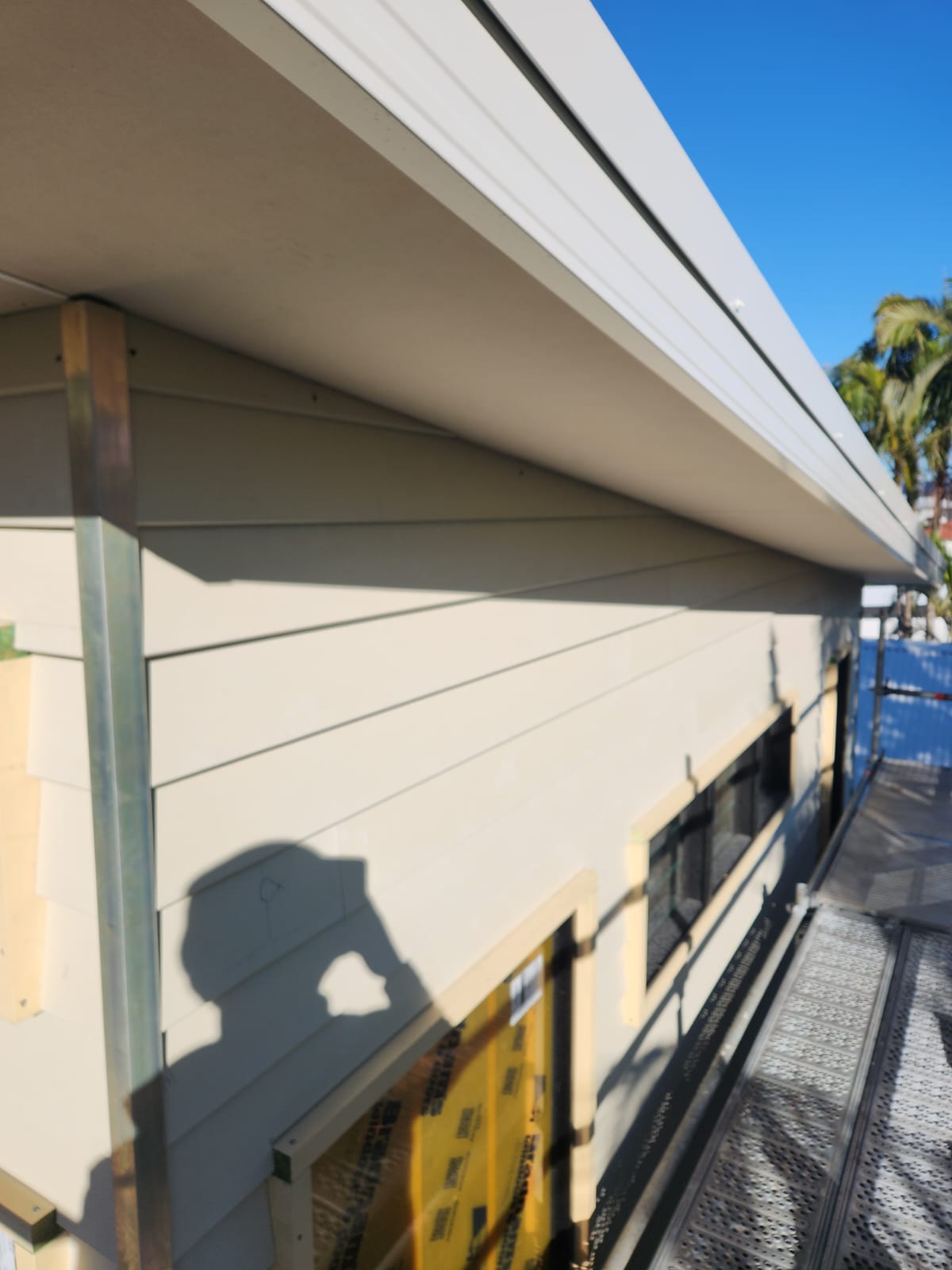 Freshly painted cream eaves and fascia on a Newcastle home