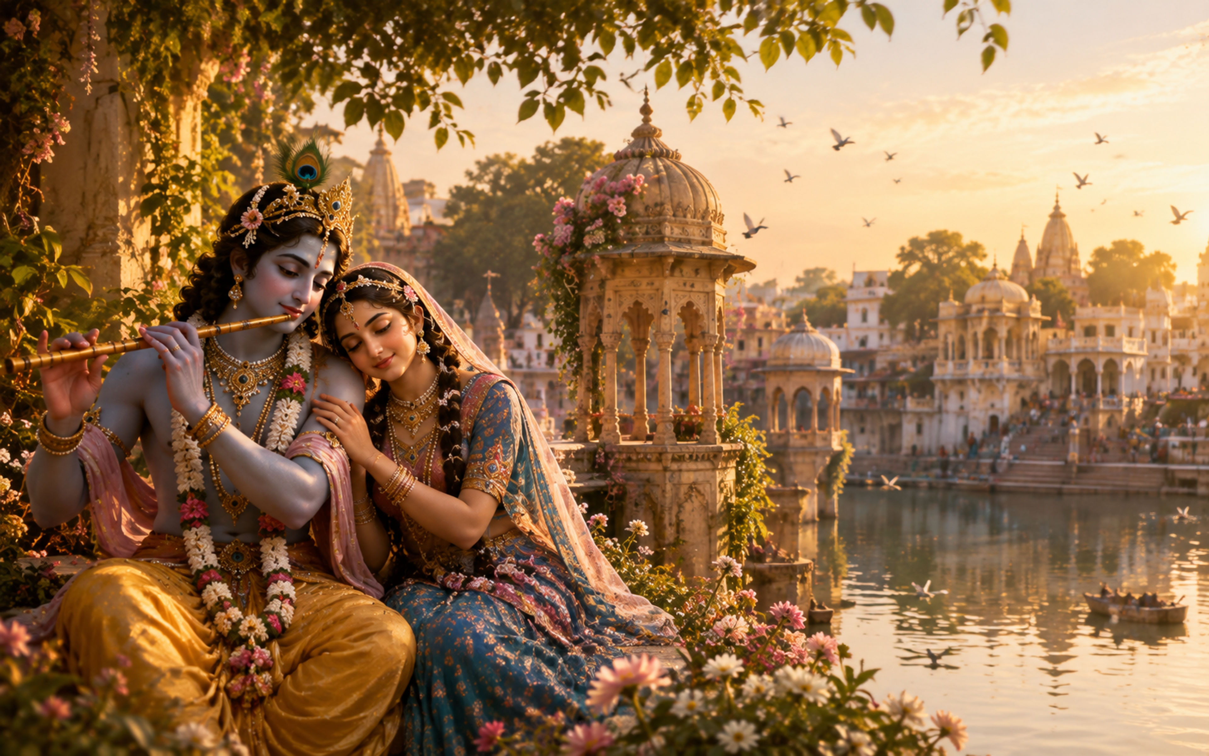 Devotional representation of Vrindavan Dham and Shri Radha-Krishna Bhakti
