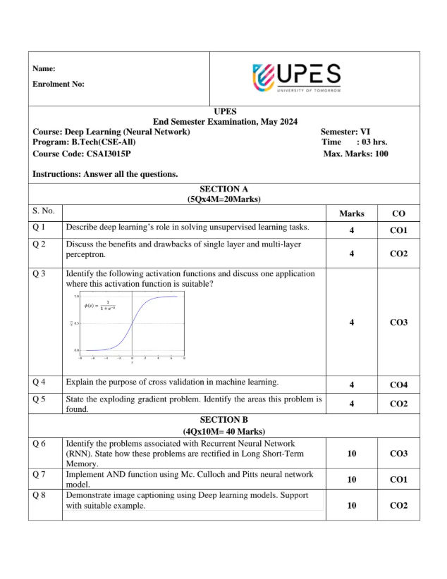 End-Sem 2024(May)[CSE], Deep Learning