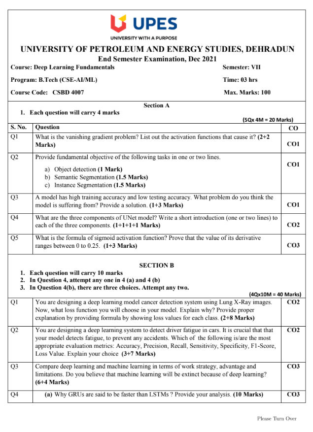 End-Sem 2021(Dec)[CSE], Deep Learning