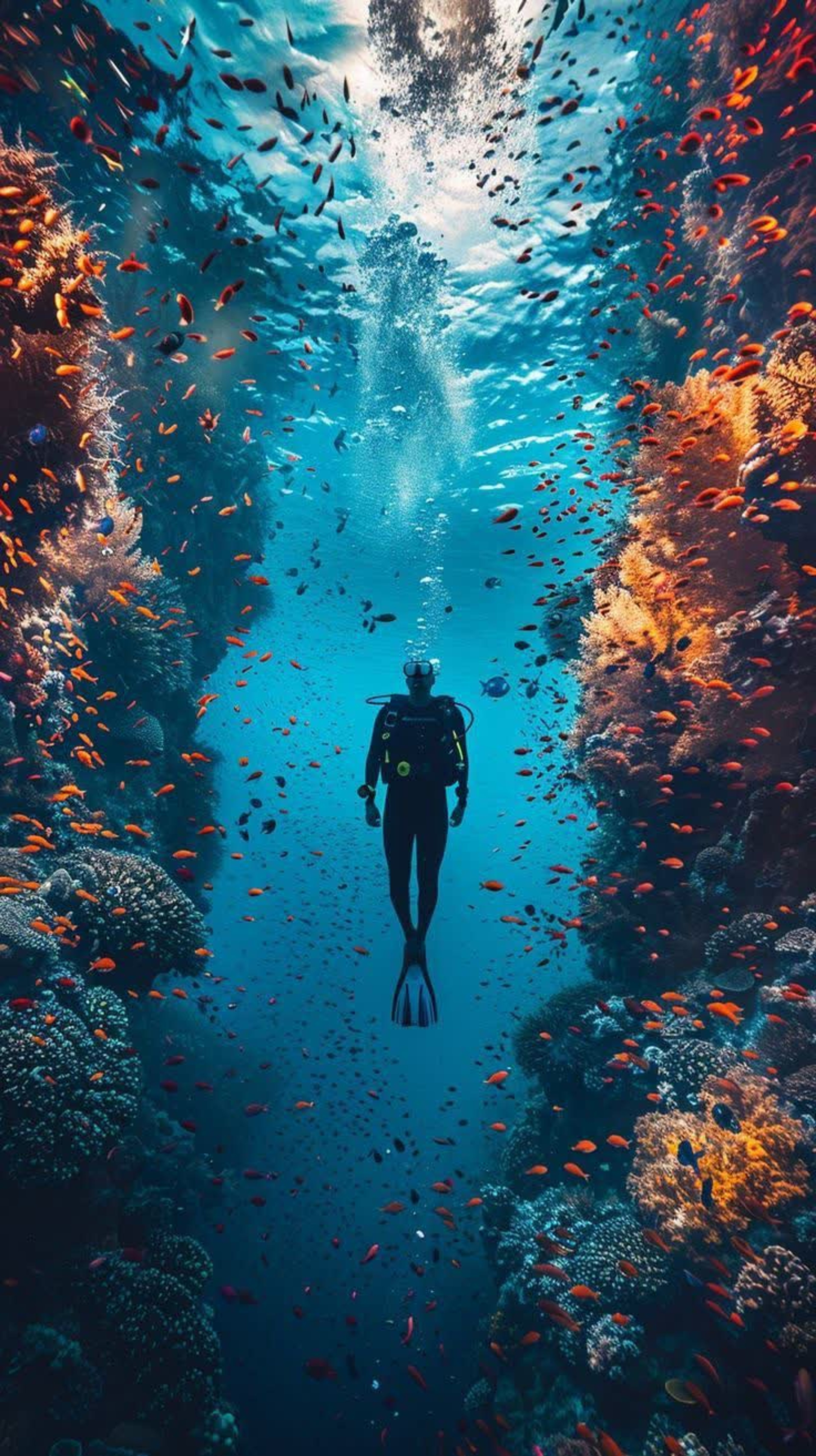 Scuba diving the reef