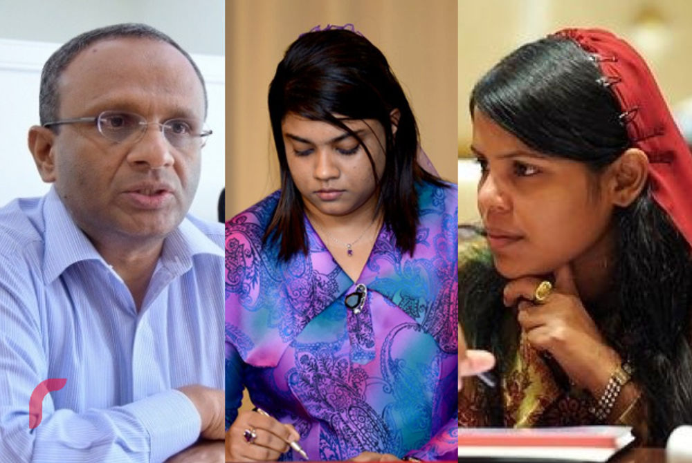From the left: Husnu Suood, Prosecutor General Aishath Bisam, and former Attorney General