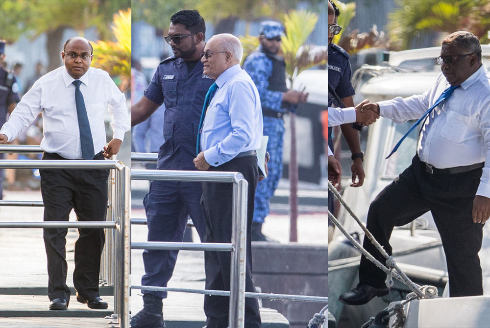 From left: Chief Justice Abdulla Saeed, former President Maumoon Abdul Gayoom, Justice Ali Hameed