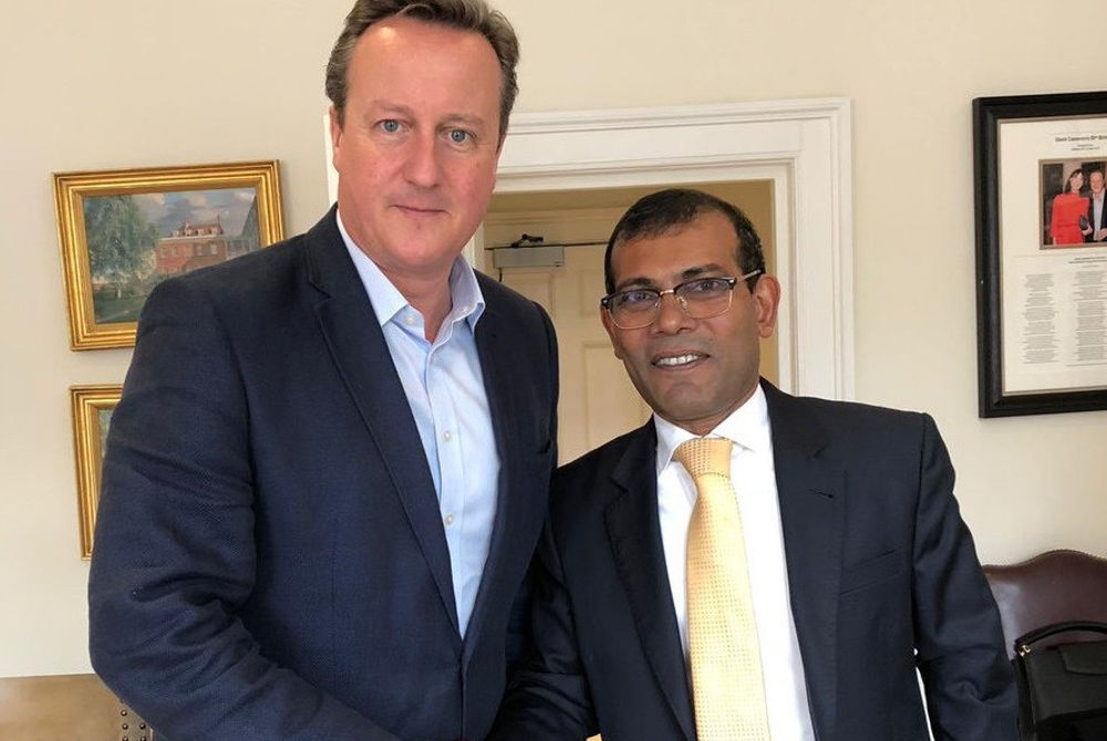 Former President Mohamed Nasheed meets former PM David Cameron