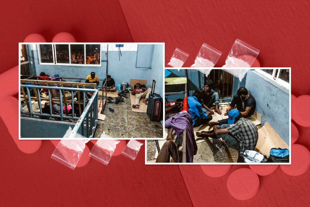 މާލޭ މަސްމާރުކޭޓުގެ މަތީގައި މަސްތުގެ ހާލުގައި ތިބި ބައެއް