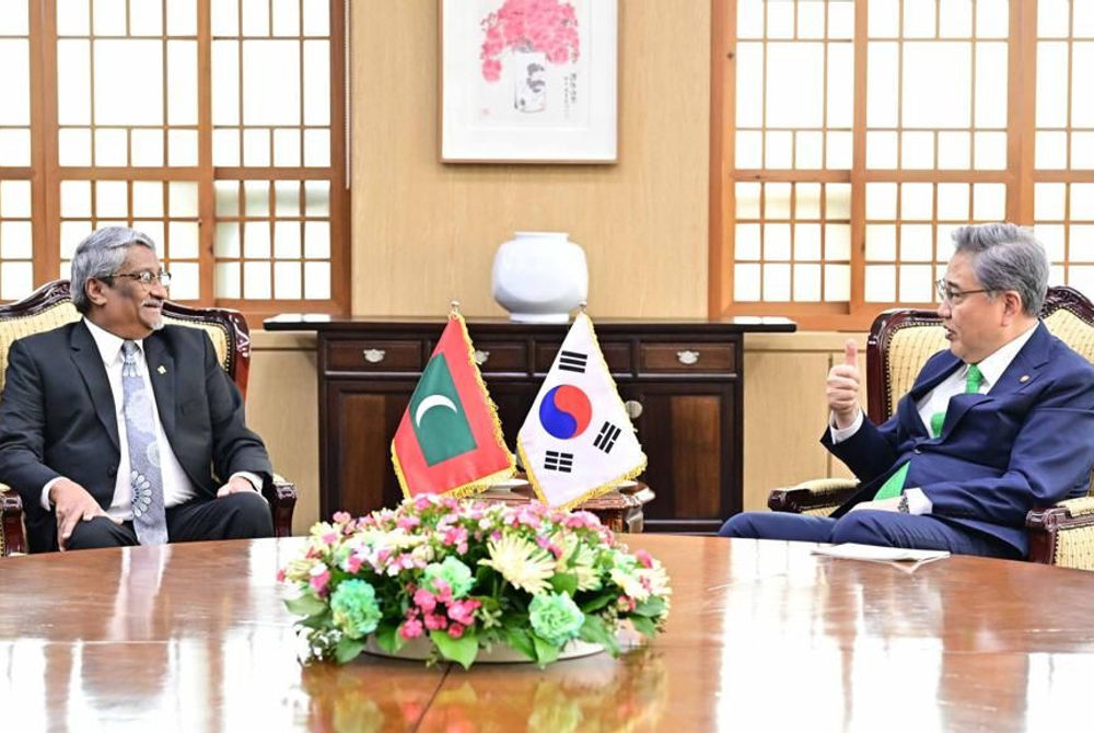 Minister of State for Foreign Affairs Ahmed Khaleel and the Minister of Foreign Affairs of South Korea Park Jin