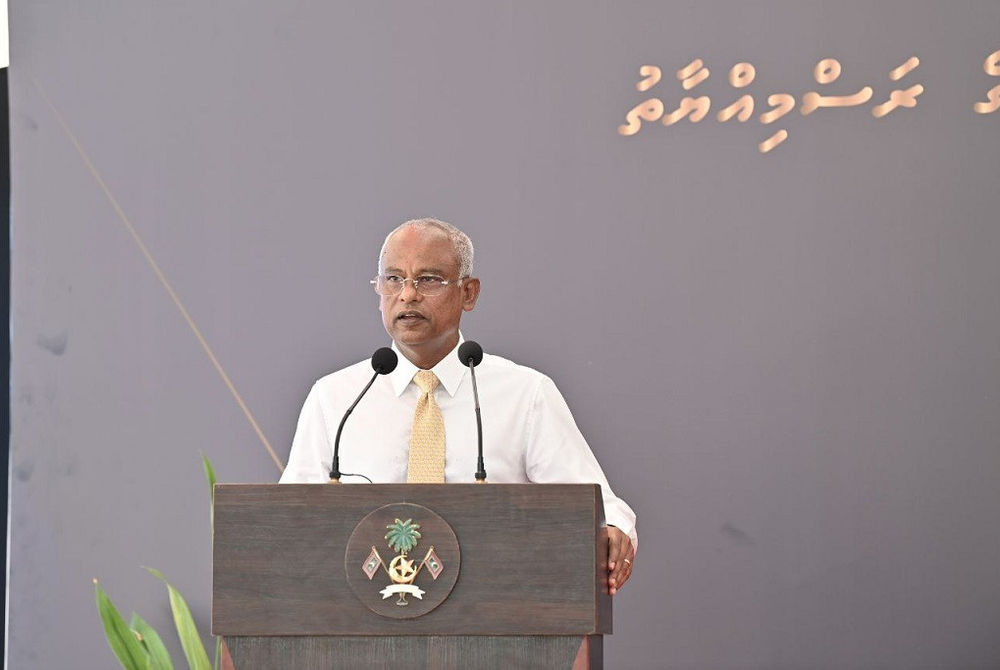 President Ibrahim Mohamed Solih at the inauguration of the new powerhouse and the administrative building of FENAKA Corporation in Bilehdhoo