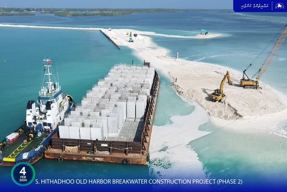 The Hithadhoo Old Harbor Breakwater Construction Project (Phase 2) is well underway