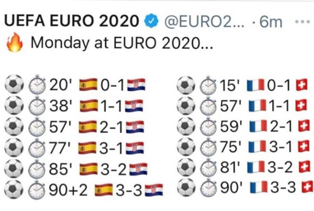 ހޯމަދުވަހުގެ ރޭ ޔޫރޯ މުބާރާތުގައި ކުޅުނު ދެ މެޗުގައި ގޯލް ޖެހުން ހުރިގޮތުގެ ތަފްސީލު