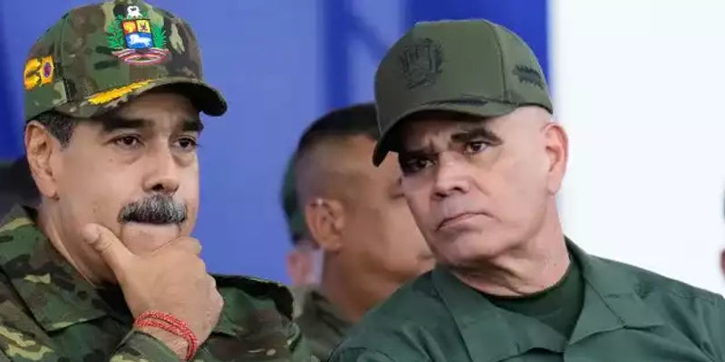 ވެނެޒުއެލާގެ ކަރަކާސް ގައި ސަރުކާރުން ބޭއްވި ސިވިކް-މިލިޓަރީ ޕެރޭޑެއް ޑިފެންސް މިނިސްޓަރު ވްލަޑިމިއާ ޕެޑްރިނޯ ލޮޕޭޒް އާއި ރައީސް ނިކޮލަސް މަދޫރޯ ބައްލަވާލައްވަނީ.