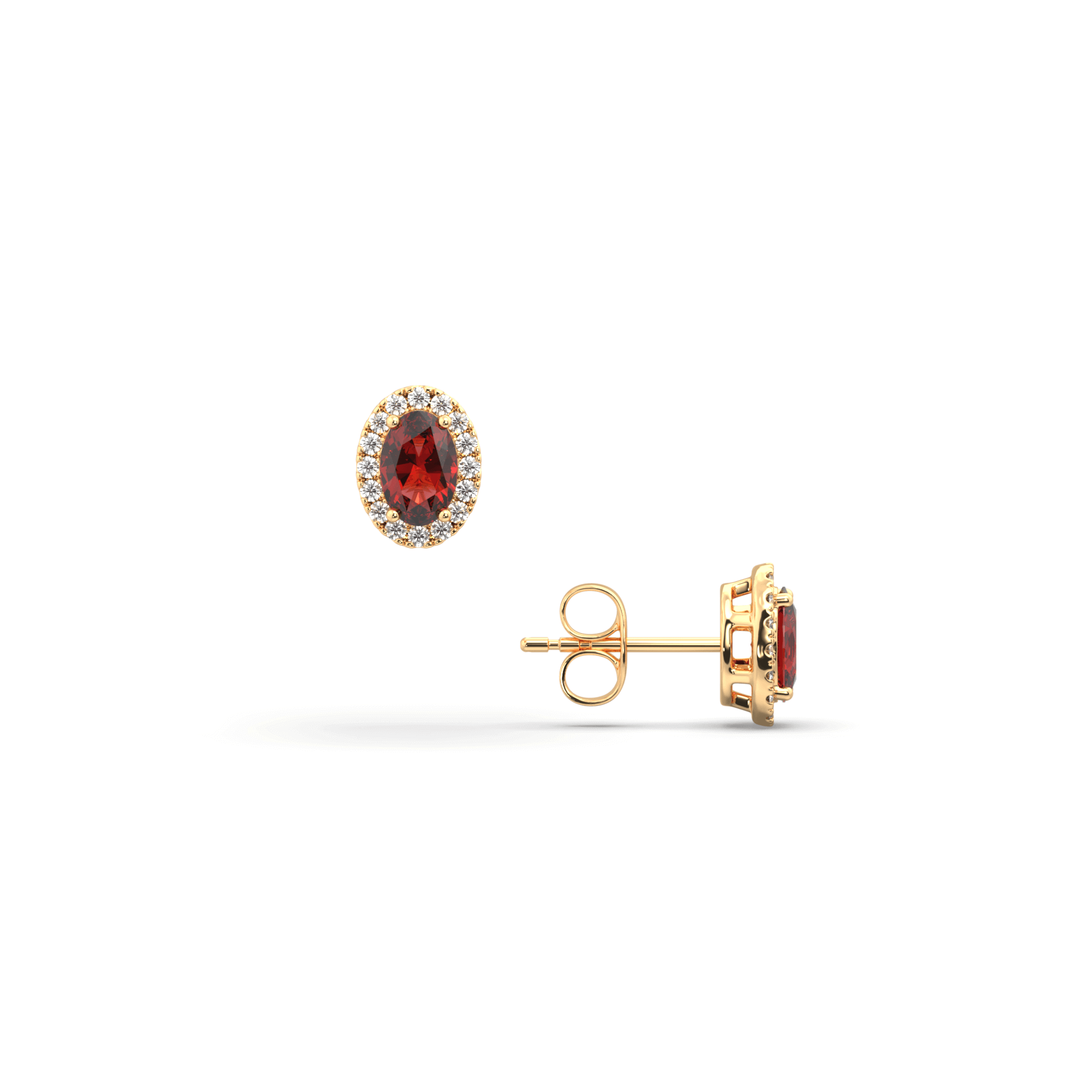 Oval Halo Rubby Earring
