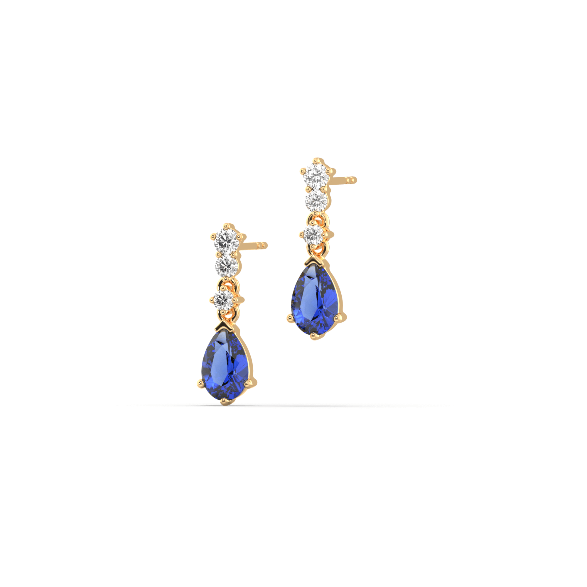 Pear Blue Sapphire Drop Earrings