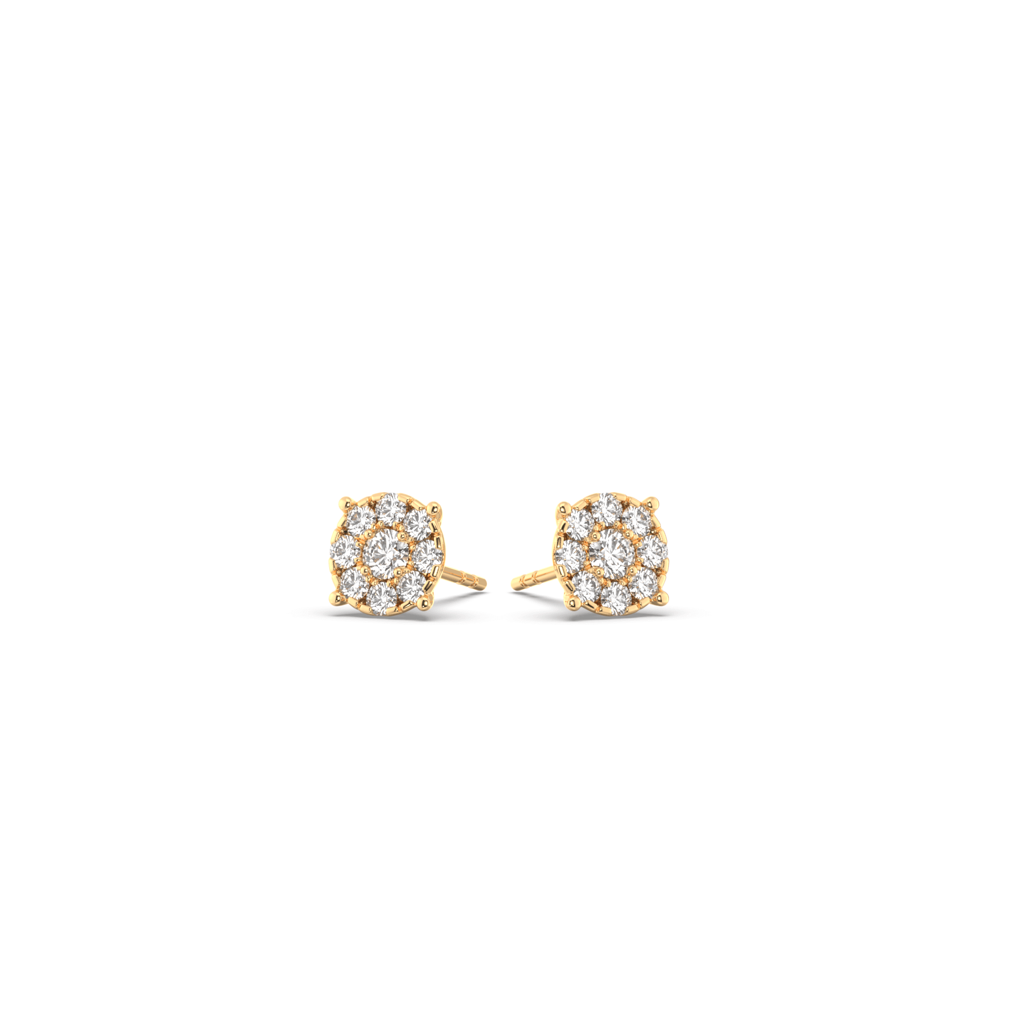 Round Diamond Cluster Earrings 