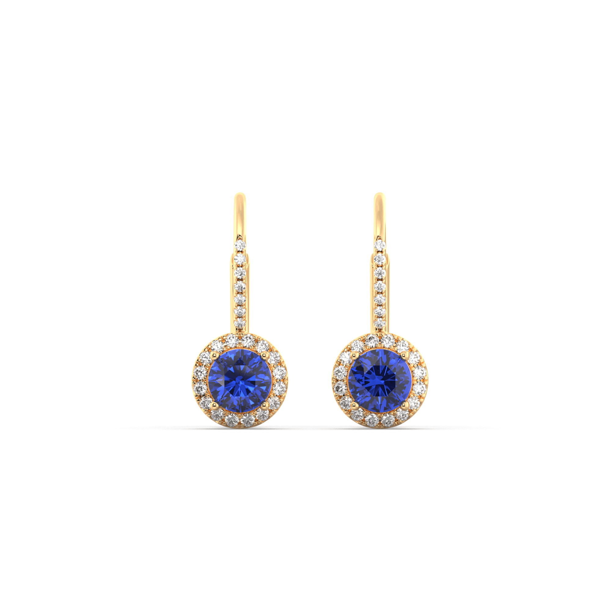 Sapphire Halo Hoop Drop Earring
