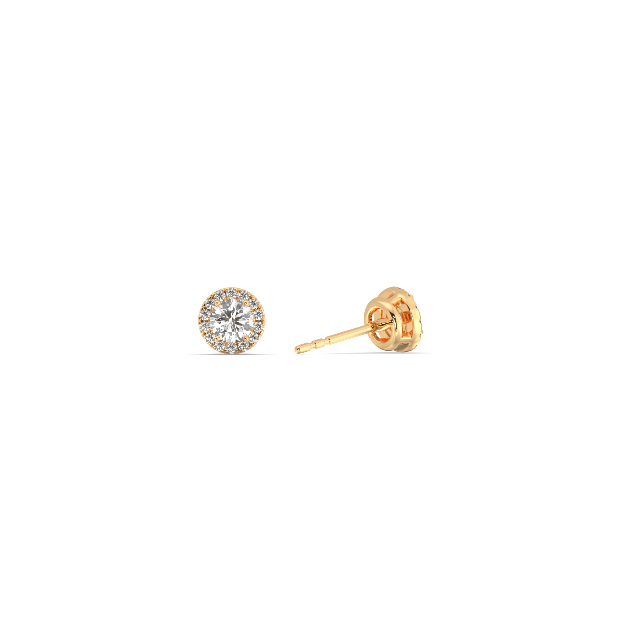 Round Diamond Halo Studs Earrings