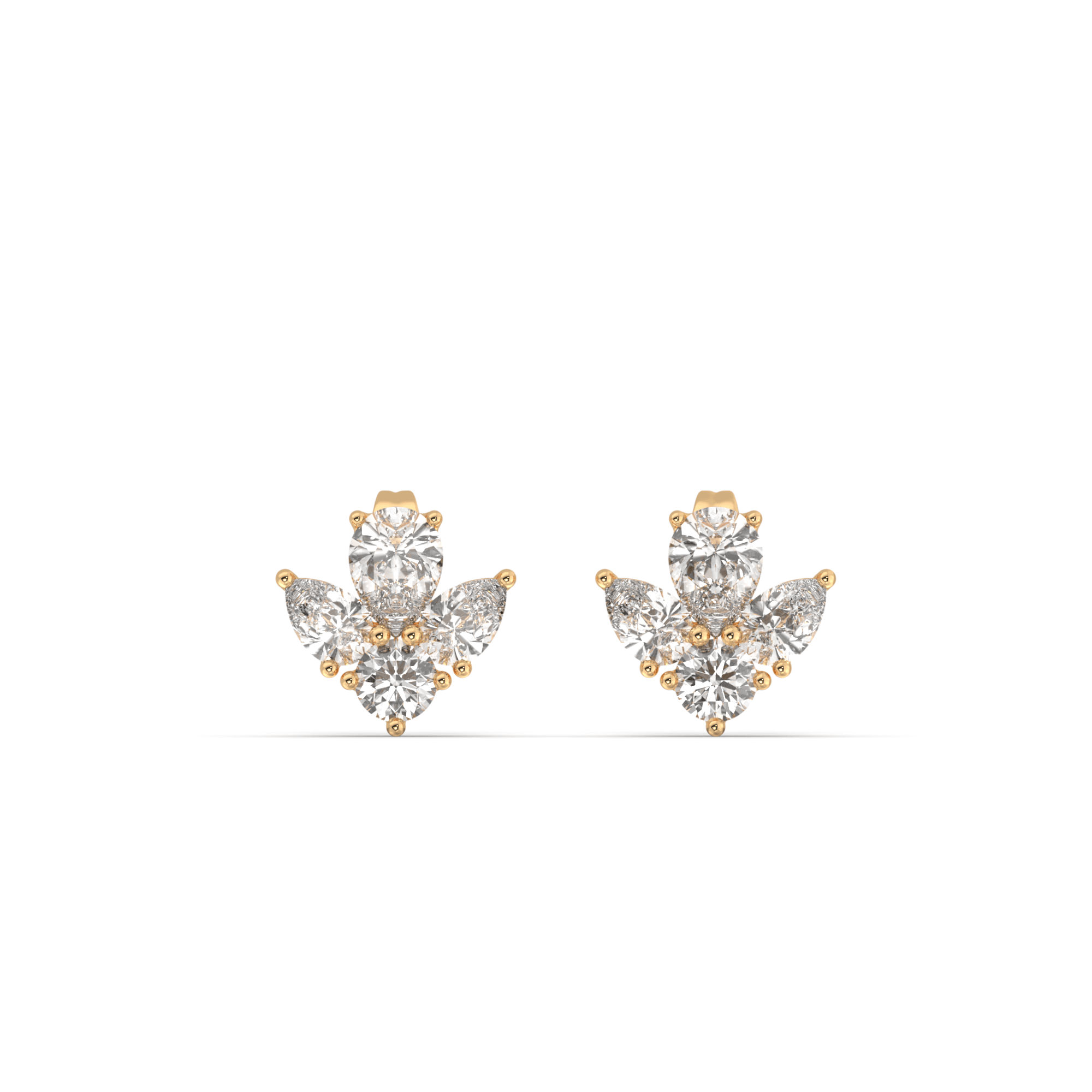 Classic Pear and Round Diamonds Cluster Earrings