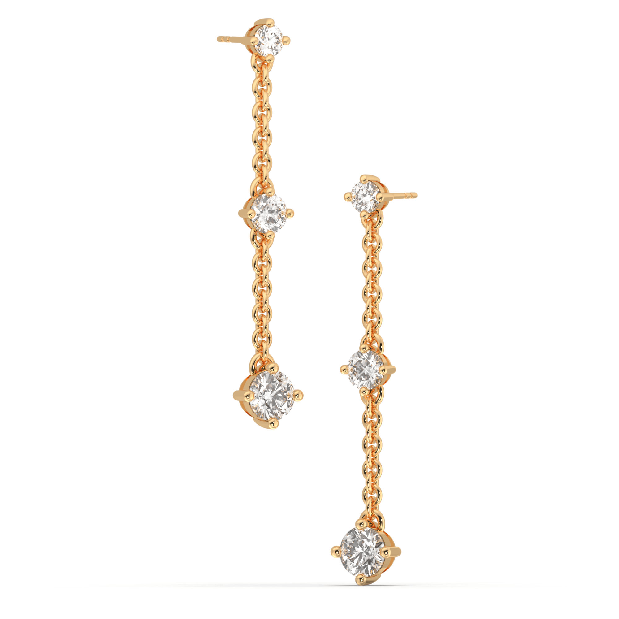 Floating Diamond Triple Drop Earrings