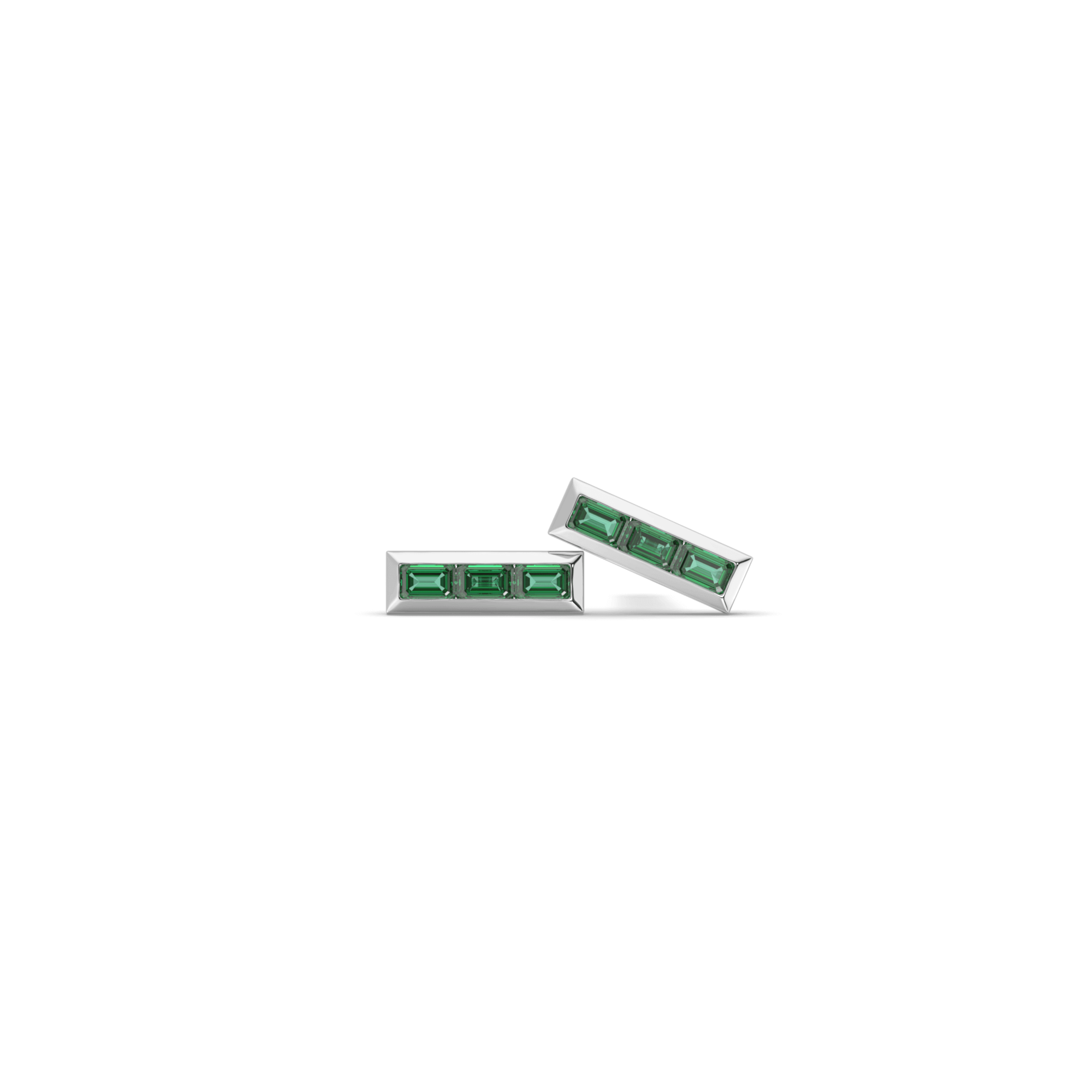Baguette Emerald Stud Earrings