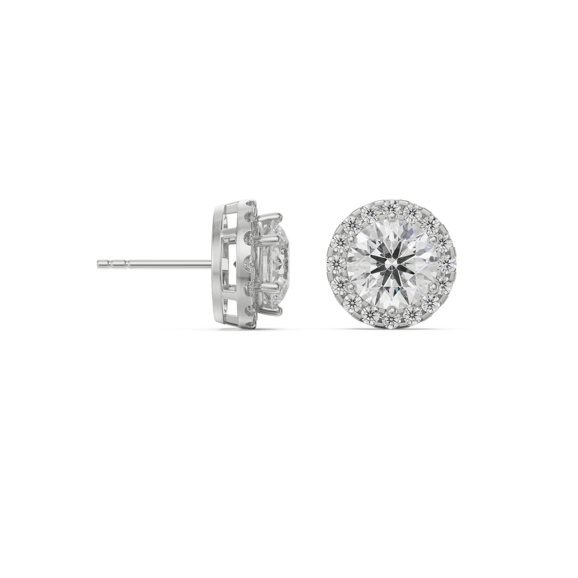 0.5 CT Halo Lab Grown Diamond Solitaire Earrings