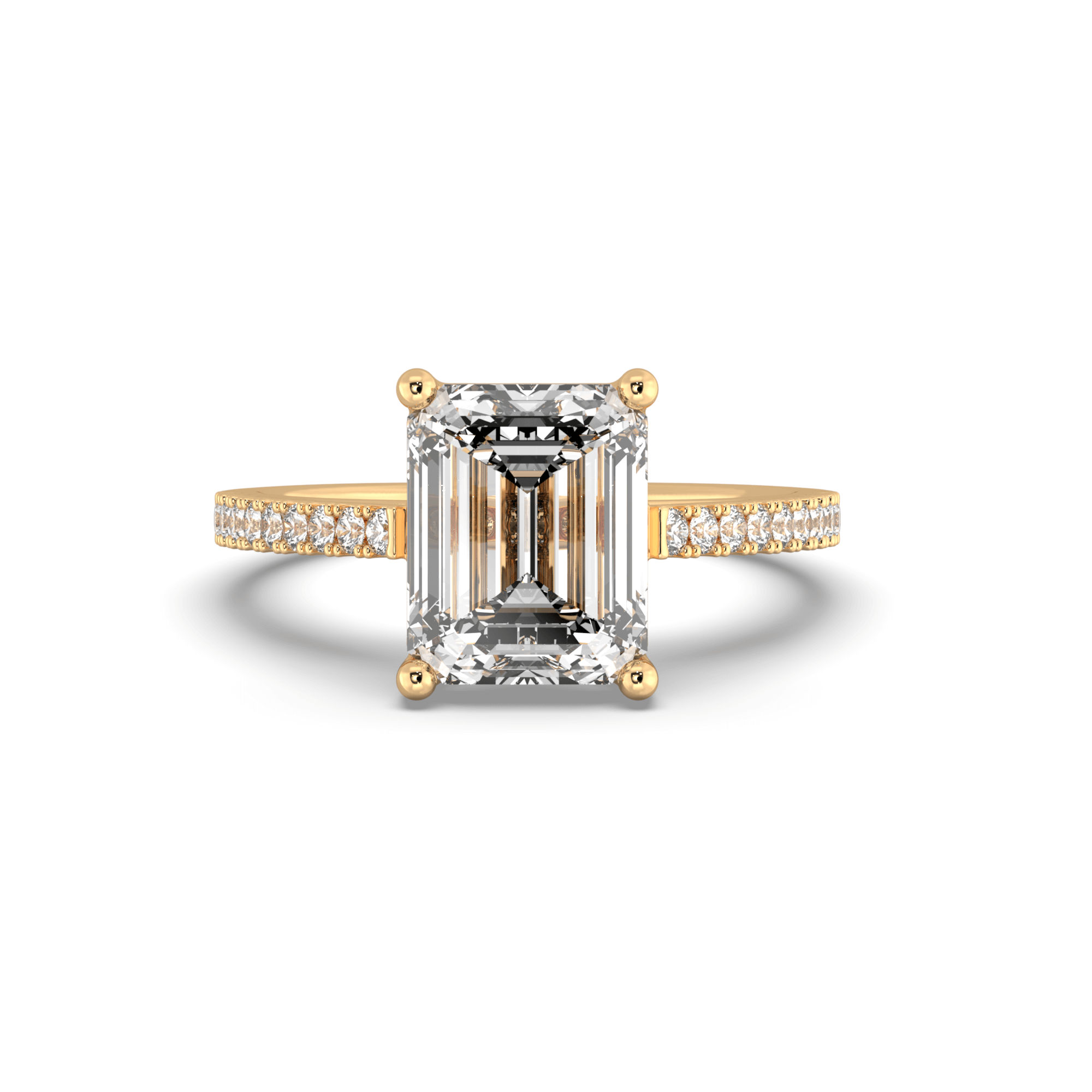 Hidden Tulip Solitaire Emerald Cut  Engagement Ring