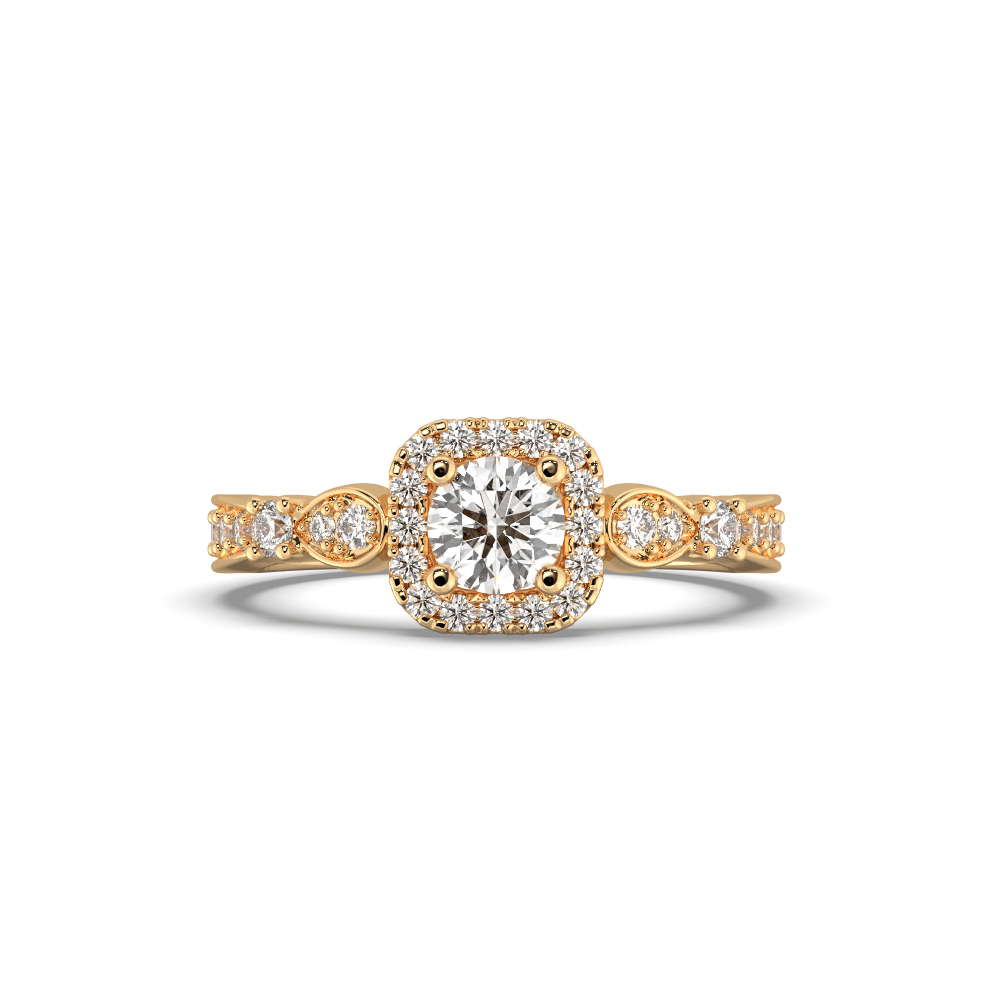 Twist Shank Halo Engagement Ring