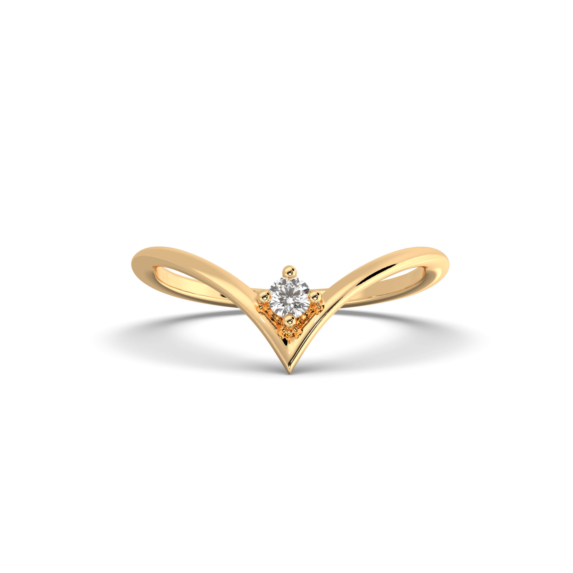 Single Diamond Wishbone Ring
