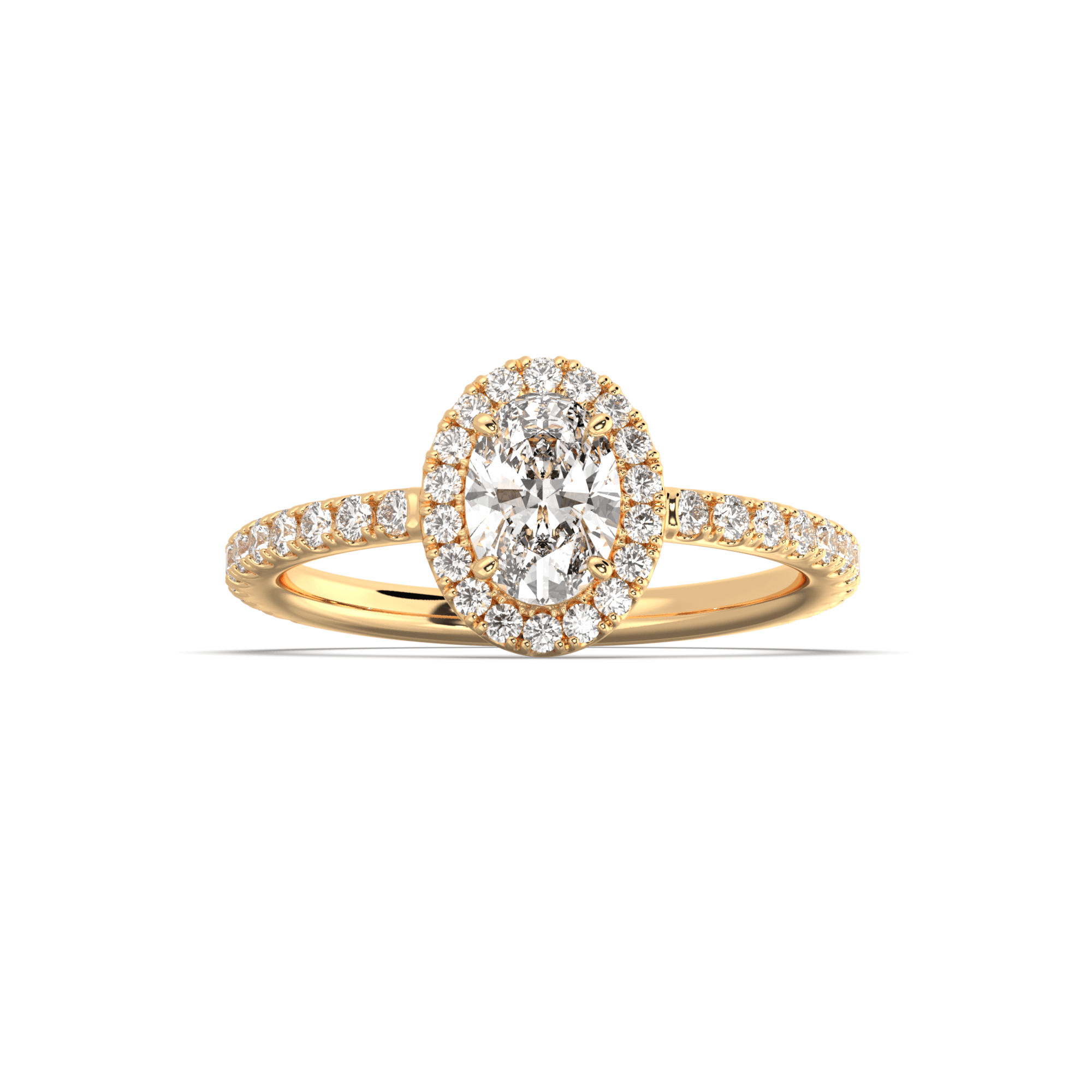 Oval Cut Halo Pave Solitaire Ring