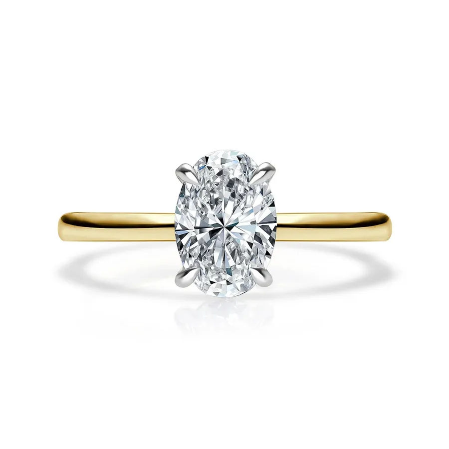 Two tone Solitaire Oval Ring