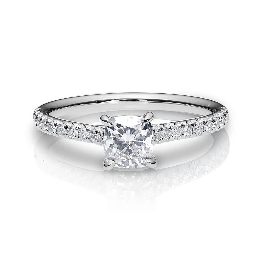 Cushion Diamond pave setting Engagement Ring