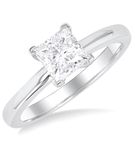 1 ctw Princess Cut Lab Grown Diamond Solitaire Ring in 10K White Gold- Size 5