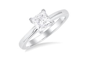 1 ctw Princess Cut Lab Grown Diamond Solitaire Ring in 10K White Gold- Size 5