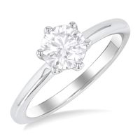 1 ctw Round Cut Lab Grown Diamond Solitaire Ring in 10K White Gold- Size 5