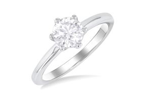 1 ctw Round Cut Lab Grown Diamond Solitaire Ring in 10K White Gold- Size 5