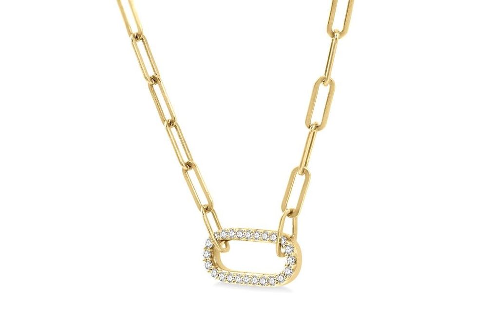 1/4 Ctw Paper Clip Round Cut Diamond Necklace in 14K Yellow Gold